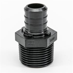 Mâle Adaptateur Barbé À MPT Pex En Poly 1 / 2 x 3 / 4po Noir