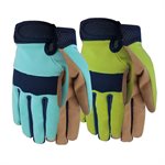 1Pair Gloves Garden Ladies Max Performance Synthetic Palm Size: L Blue; Green