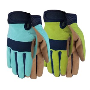 1Pair Gloves Garden Ladies Max Performance Synthetic Palm Size: L Blue; Green