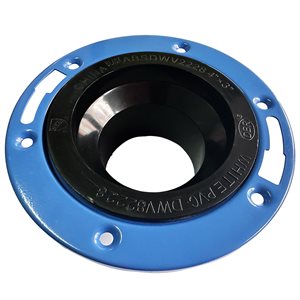 ABS Floor Flange Spigot with Adj.Metal Ring 4in x 3in Black / Blue