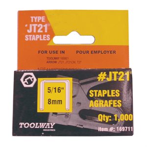 Staples JT21 5 / 16in x 7 / 16in Crown 18ga 5000 / Box