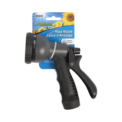 Hose Nozzle Sprayer Metal Rear Trigger Insulated Handle 8 Pattern Grey / Black