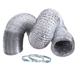 Flexible Aluminum Duct Hose With 2 Clamps 10in x 25ft