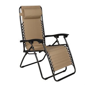 Outdoor Reclining Zero Gravity Chair Oxford Fabric Tan