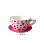 Tea Cup Planter and Saucer 10in Dot