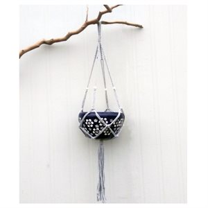 Planter Hanger Macrame Cotton Rope Style A 39in Grey