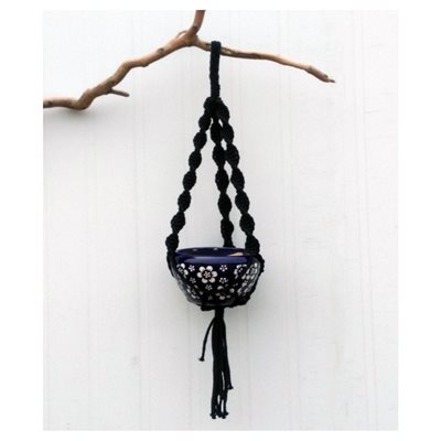 Support De Plante En Macramé De Coton Style B Noir