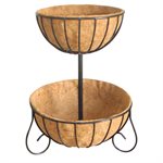 Two-Tiered Wire Planter Basket with Coco Liner 18in and 23in Gloss Black