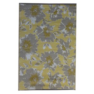 Outdoor Plastic Patio Rug Pema Floral 4 x 6ft Gold / Grey / White