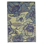 Tapis De Patio Extérieur Kassia Floral 5 x 7 pi Bleu / Ivoire / Noir / Vert