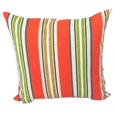 Outdoor Toss Pillow 16in x 16in Orange / Yellow / Green Stripe