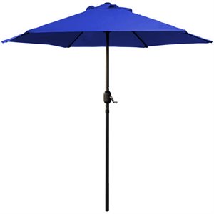 Parasol De Patio Market 7.5pi Avec Manivelle En Polyester Bleu Coalt