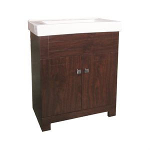 Vanity with White Ceramic Top 30in Brown