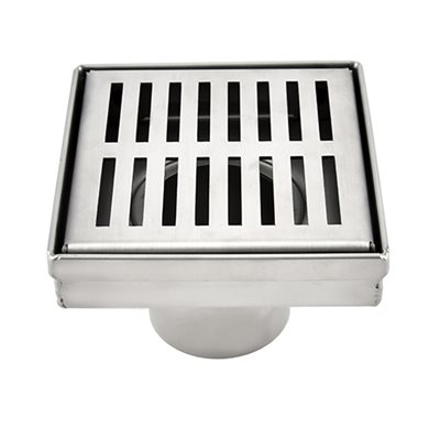Square Shower Drain Slot Grid 4" x 4" x 2 3 / 4" Brushed Stainless Steel