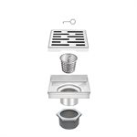 Eco Square Shower Drain Grill Grid 5in x 5in x 3-1 / 8in Brushed SS