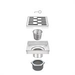 Eco Square Shower Drain Grill Grid 6in x 6in x 3-1 / 8in Brushed SS