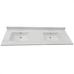 Integrated Cultured Marble Recessed Rectangle Double Sink 61in x 22in White
