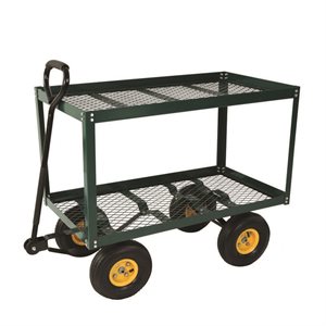 Double Deck Steel Nursery Cart w / Pneumatic Tires 34in x18in
