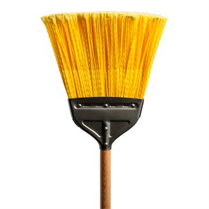 Industrial Broom with 48in Handle Stiff Flagged Yellow Fibers