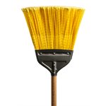 Industrial Broom with 48in Handle Stiff Flagged Yellow Fibers