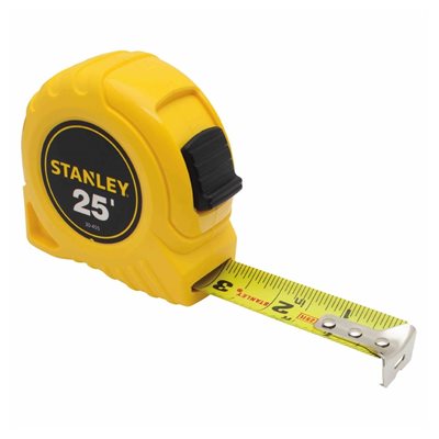 Tape Measure 25ft x 1in Imperial Yellow Stanley