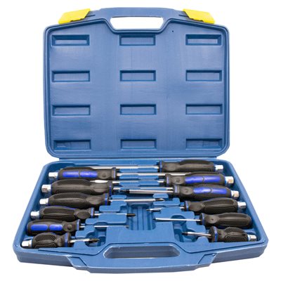 12PC Screwdriver With Go Through Shank & Hex Bolster Set