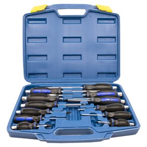 12PC Screwdriver With Go Through Shank & Hex Bolster Set