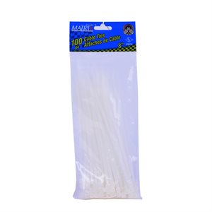 100PQ Attaches de Câble 8po Blanc