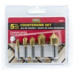 Drill Bits Wood Countersink Titanium Coated 5PC Set