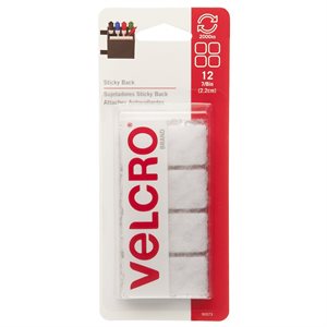 Velcro® Sticky Back Squares 7 / 8in White 12PC