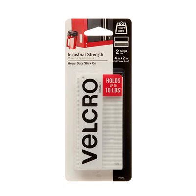 Velcro® Industrial Strength Strips 2x4in White 2pk