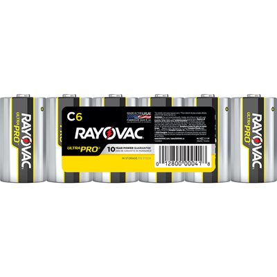 6PK Rayovac Ultra Pro Alkaline C Batteries