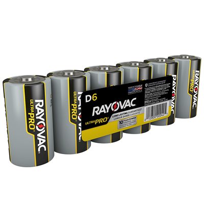 6PQ Piles Alcalines Rayovac Ultra Pro D