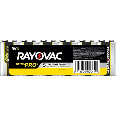 6PK Rayovac Ultra Pro Alkaline 9 Volt Batteries