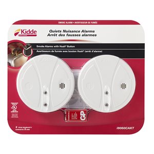 2PK Smoke Alarm 9V Battery Operated with Hush Button