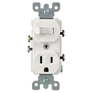 Duplex Combo Switch / Recptacle Single Pole White