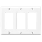 Decora Duplex GFCI Wall Plate 3-Gang White