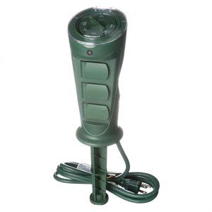 Outdoor 3-Outlet Yard Stake With Photocell & Built-In Timer
