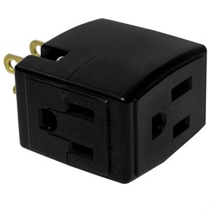 Adaptateur 3 Prises à 3 Fils Noir