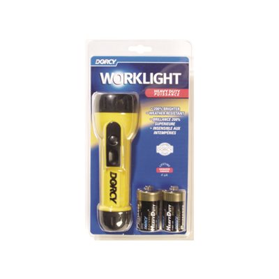 LED Work light Flashlight 2 x D Batteries Yellow