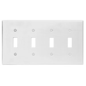 4 Gang White Toggle Plate
