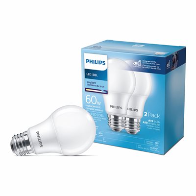 2PK LED Light Bulb 9w (60w) A19 Daylight