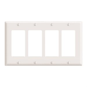 Decora Duplex GFCI Wall Plate 4-Gang White