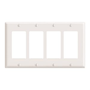 Plaque Murale Decora Duplex GFCI 4-Gang Blanc