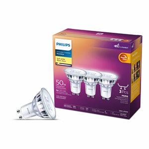 3PK Clear LED Bulbs PAR16 50W GU10 Soft White Warm Glow Dimmable