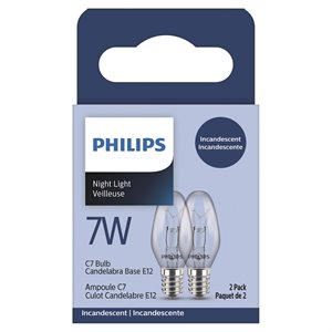 2PK Ampoule Incandescente C7 pour Veilleuse à Base E12 7W
