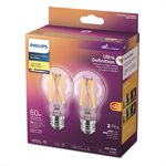 2PK Ultra Definition Clear LED Bulbs A19 60W E26 Soft White Warm Glow Dimmable