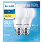 2PK LED Light Bulb 6w (40w) A19 Soft White