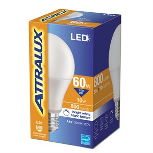 Ampoule LED A19 Dimmable à Base E26 10W Blanc Lumineux