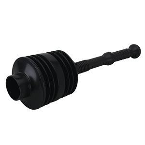 Toilet Plunger Bellows Design Plastic Black with 12in Handle